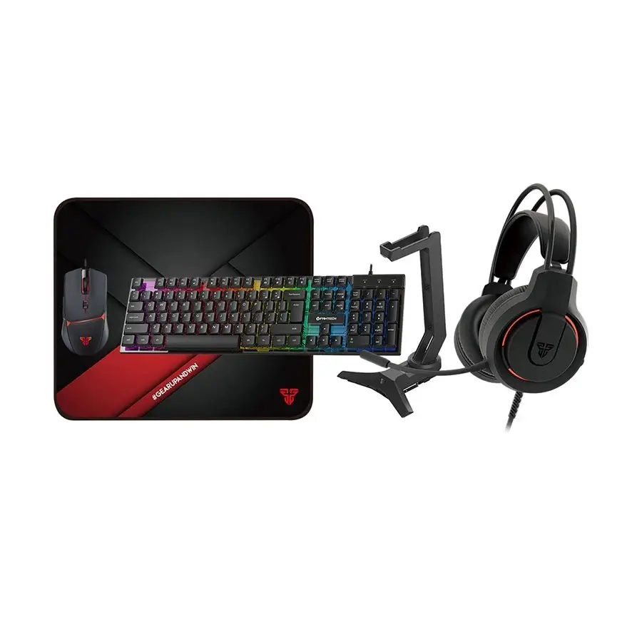 Fantech P51 Power Bundle Wired Gaming Keyboard, Mouse, Mouse Pad, Headphone & Headset Stand Combo - Image 2