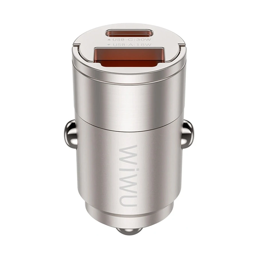 Wiwu Nano Series 30W 2 Ports Titanium Car Charger (1xUSB-C & 1xUSB-A)