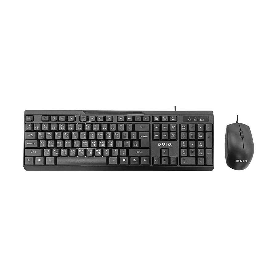 AULA AC101 Wired Black Keyboard & Mouse Combo with Bangla