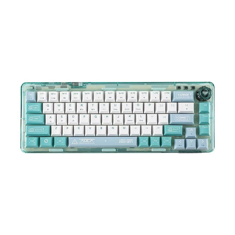 AULA F68 RGB Bluetooth (Tri Mode) White & Green Mechanical Gaming Keyboard