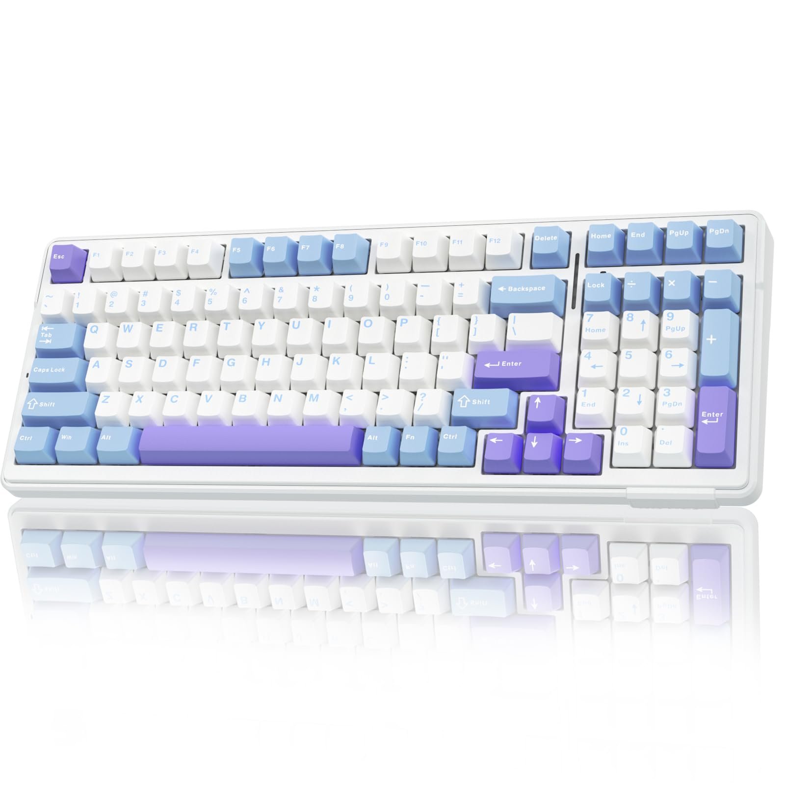AULA F99 Tri Mode (Graywood V3 Switch) Purple White (White+Blue+Purple Key) Gaming Keyboard - Image 3