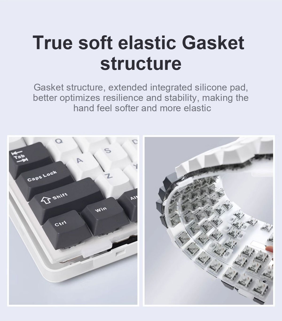 AULA F87 Gasket Tri Mode RGB Hot Swap (Leobog Switch) Ice Blue (White+Gray+Blue Key) Mechanical Gaming Keyboard - Image 4