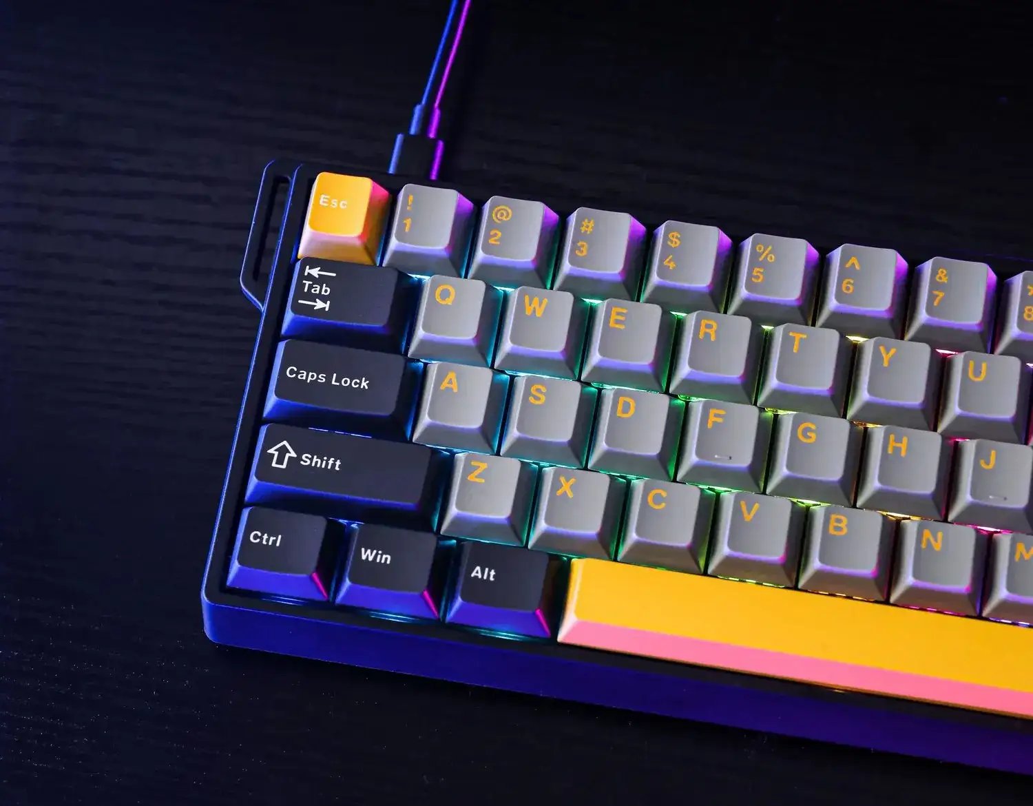 AULA WIN68 HE (Magnetic Switch) Wired Black & Gray + Yellow Mechanical Gaming Keyboard - Image 2