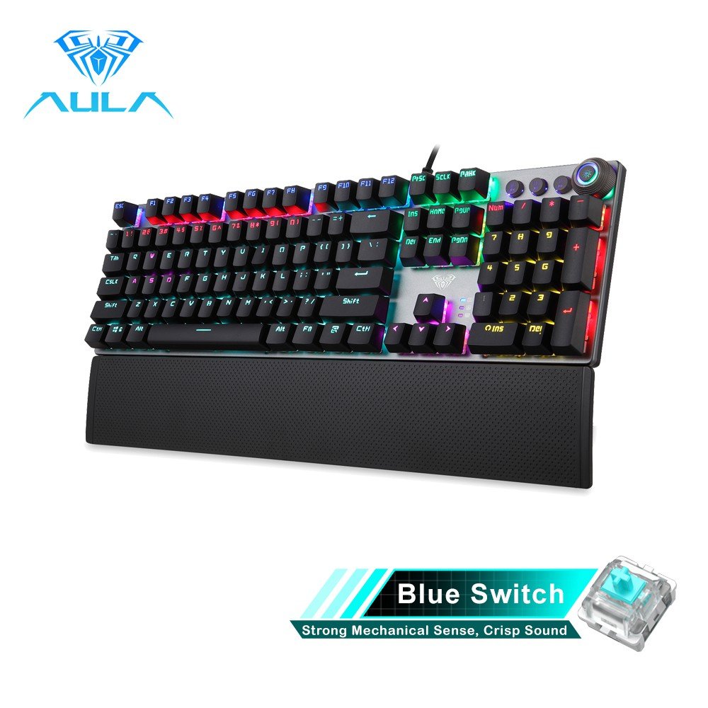 AULA F2058 (Blue Switch) Wired Black Mechanical Gaming Keyboard - Image 2