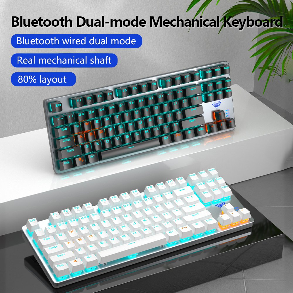 AULA F3287 (Blue Switch) Wired Grey (White+Grey Key) Mechanical Gaming Keyboard - Image 6