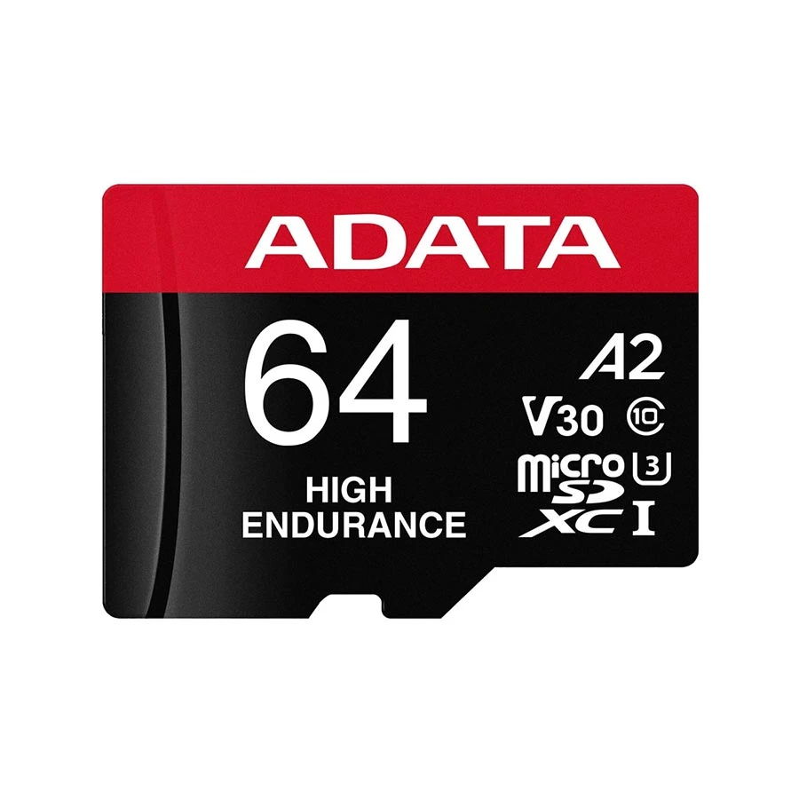 ADATA High Endurance 64GB MicroSDXC/SDHC UHS-I Class 10 V30 A2 Memory Card with Adapter