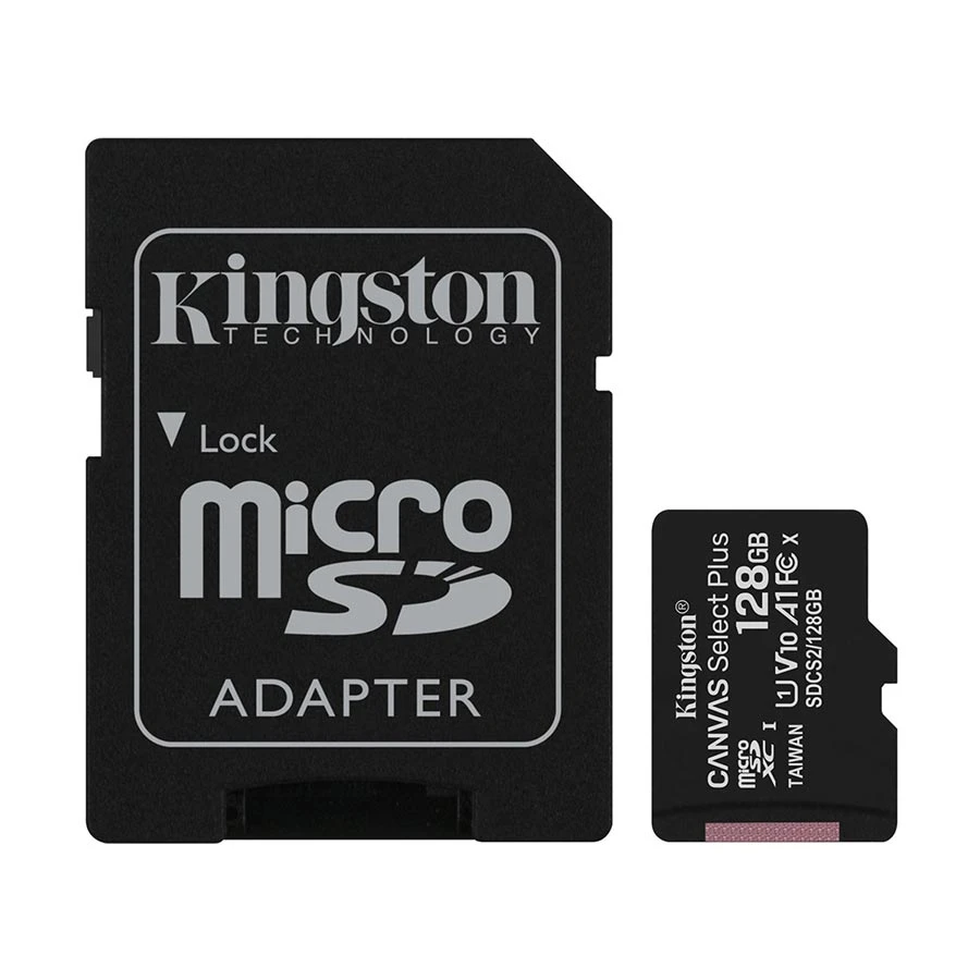 Kingston Canvas Select Plus 128GB MicroSD UHS-I U1 Class 10 A1 V10 Memory Card with Adapter