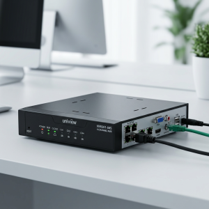 Uniview NVR301-04S 4-channel network video recorder with connected cables